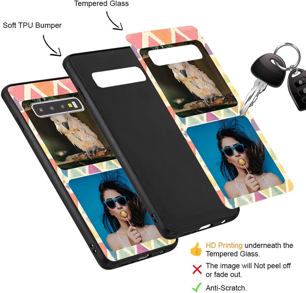 Funda personalizada para Samsung Galaxy S10+ S10 Plus, funda personalizada personalizada de vidrio templado antiarañazos de TPU suave con collage de