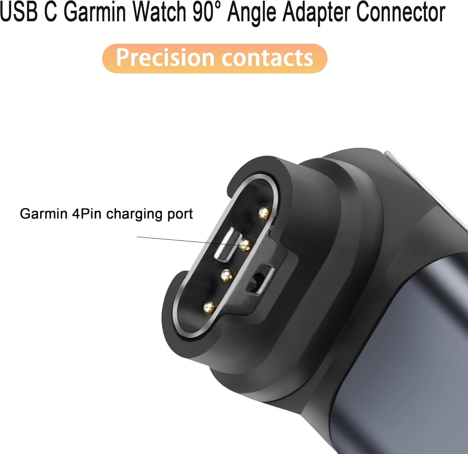 QIANRENON Conector adaptador de ángulo de 90 para reloj Garmin USB C, tipo C a Garmin, acoplador convertidor de ángulo recto de carga, para reloj