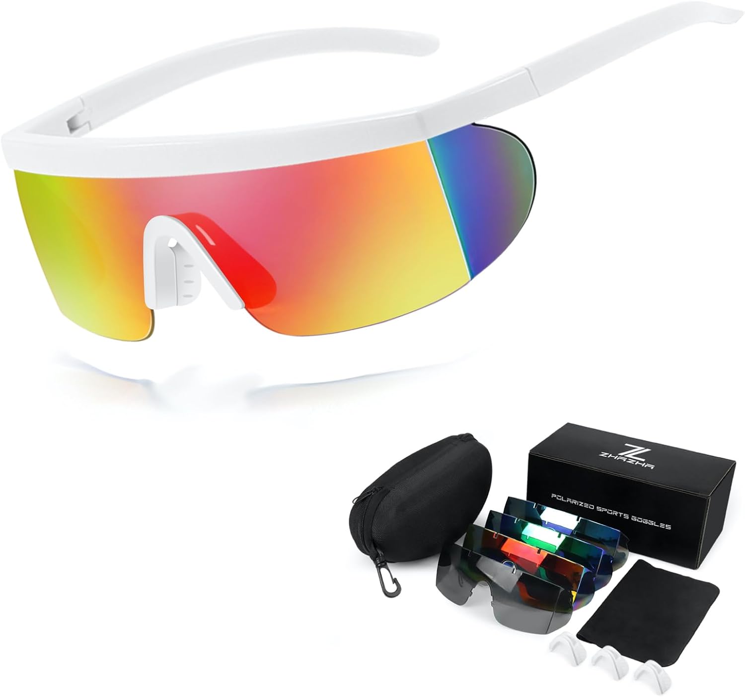 ZHA ZHA Lentes de sol deportivos de gran tamaño, 100% protección UV, para equitación, béisbol, ciclismo, con 4 lentes para hombres y mujeres