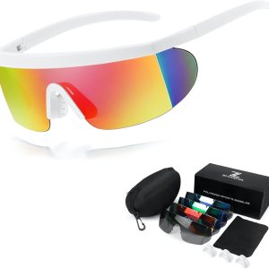 ZHA ZHA Lentes de sol deportivos de gran tamaño, 100% protección UV, para equitación, béisbol, ciclismo, con 4 lentes para hombres y mujeres ZHA ZHA Lentes de sol deportivos de gran tamaño, 100% protección UV, para equitación, béisbol, ciclismo, con 4 lentes para hombres y mujeres
