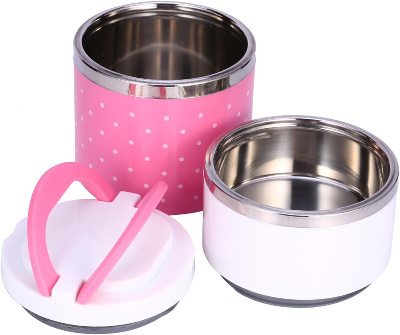 Aramox Lonchera térmica térmica de acero inoxidable de 2 capas, contenedor de alimentos con compartimento caliente, fiambrera Bento, lonchera
