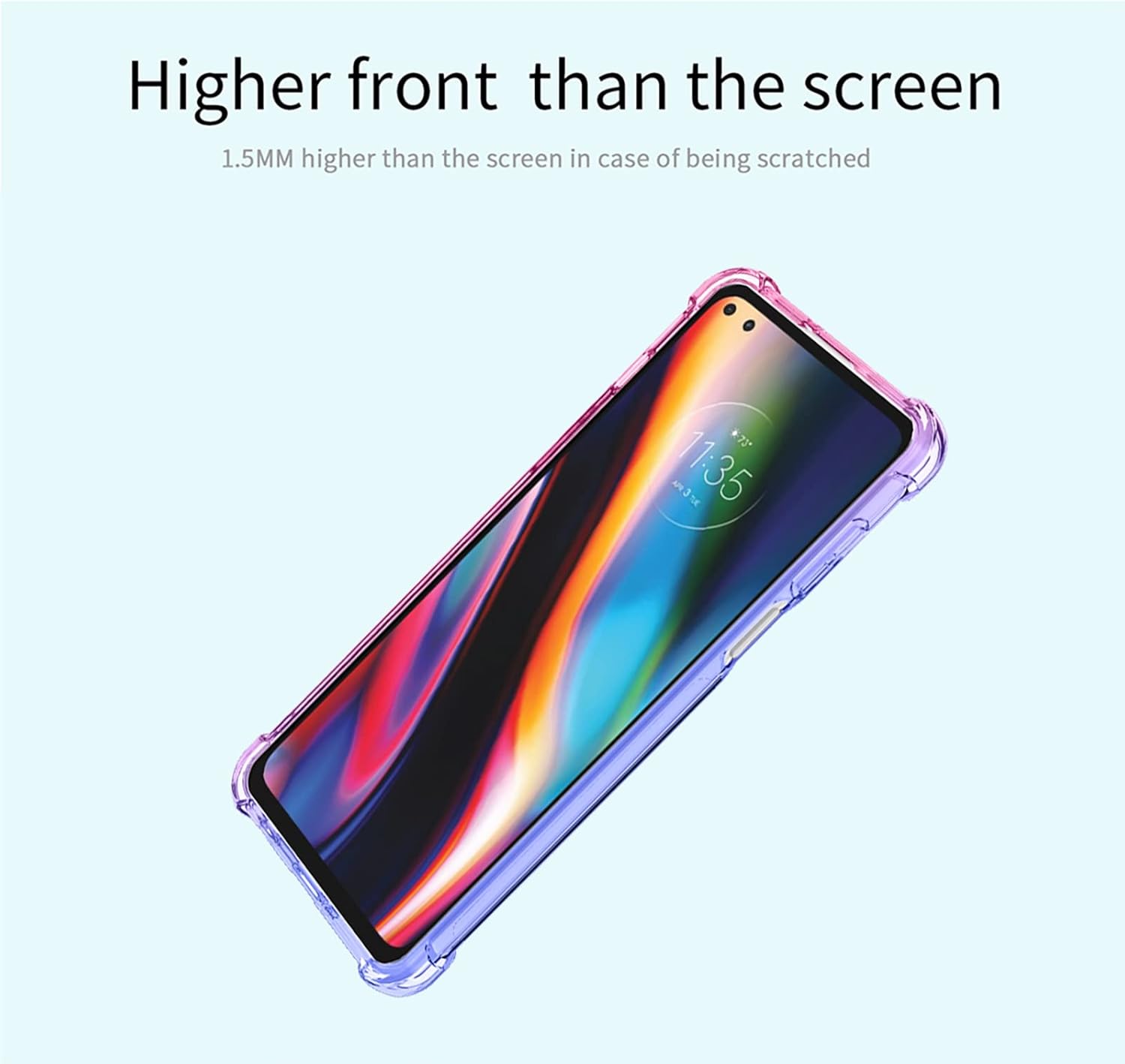 OEURVQO Funda para Moto G 5G Plus Moto One 5G, transparente, lindo, degradado, colorido, delgado, suave, TPU, a prueba de golpes, antiarañazos,