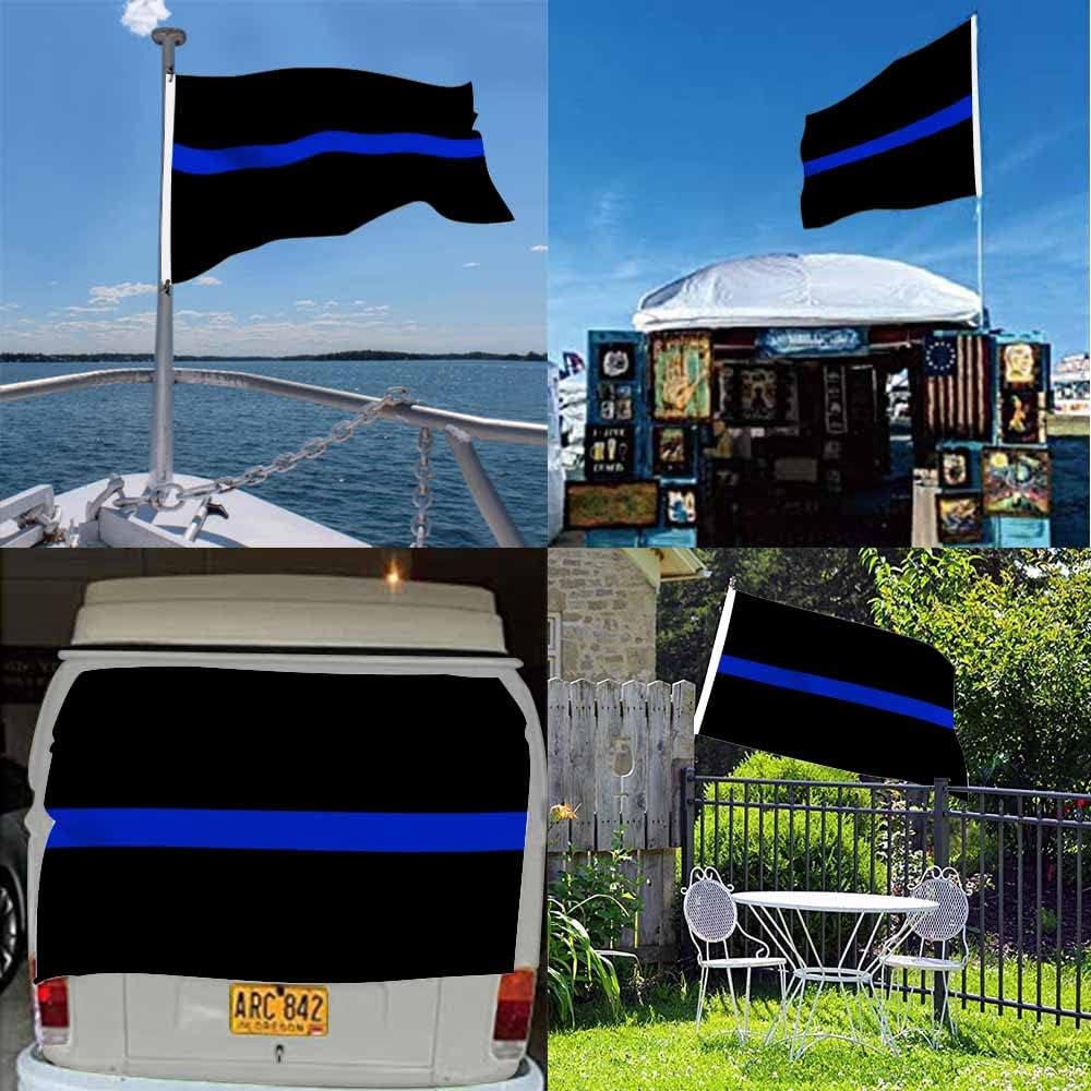 Swono Bandera delgada de línea azul de 3 x 5 pies, bandera de policía simple de doble cara con ojales de latón