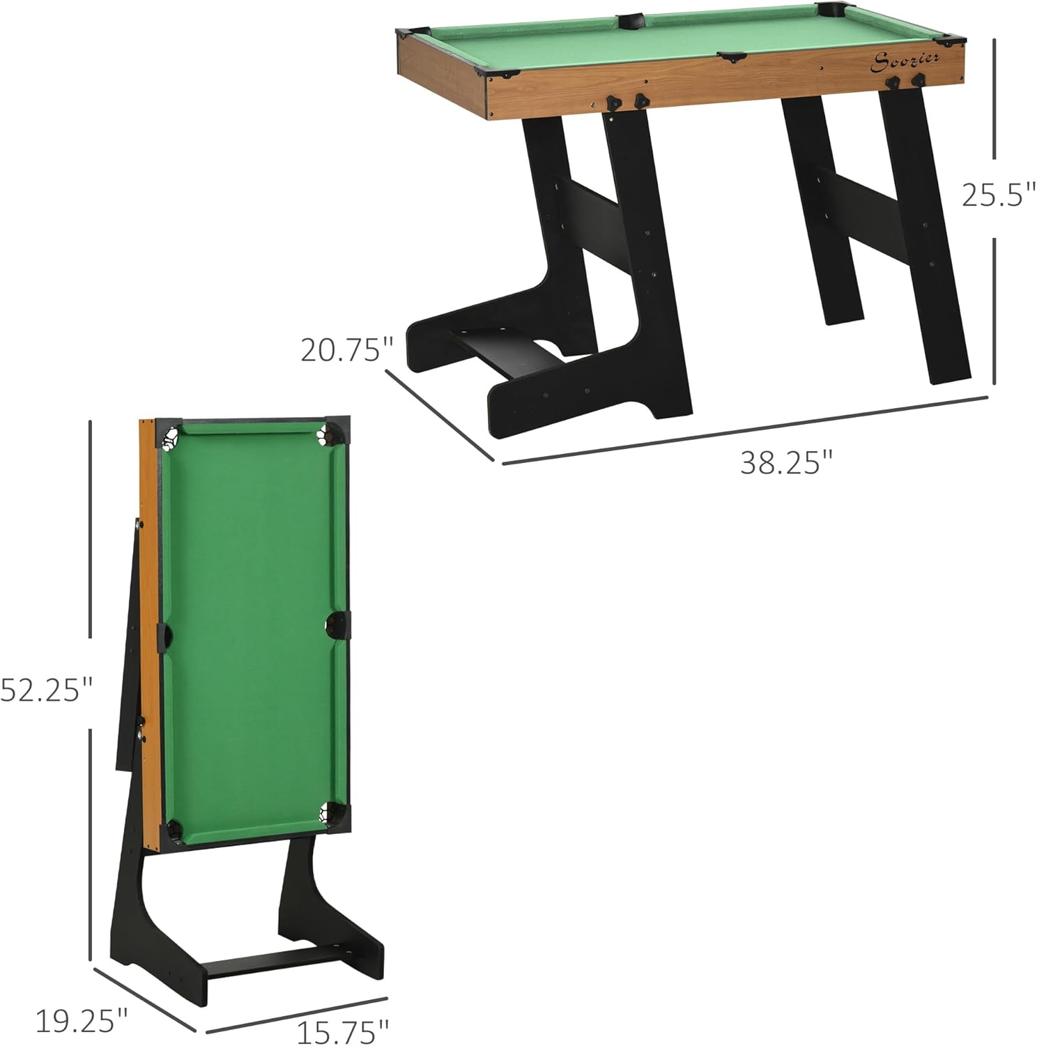 Soozier Juego de mesa de billar plegable de 38 pulgadas, juego de mesa de billar, divertido para toda la familia con fácil plegado para