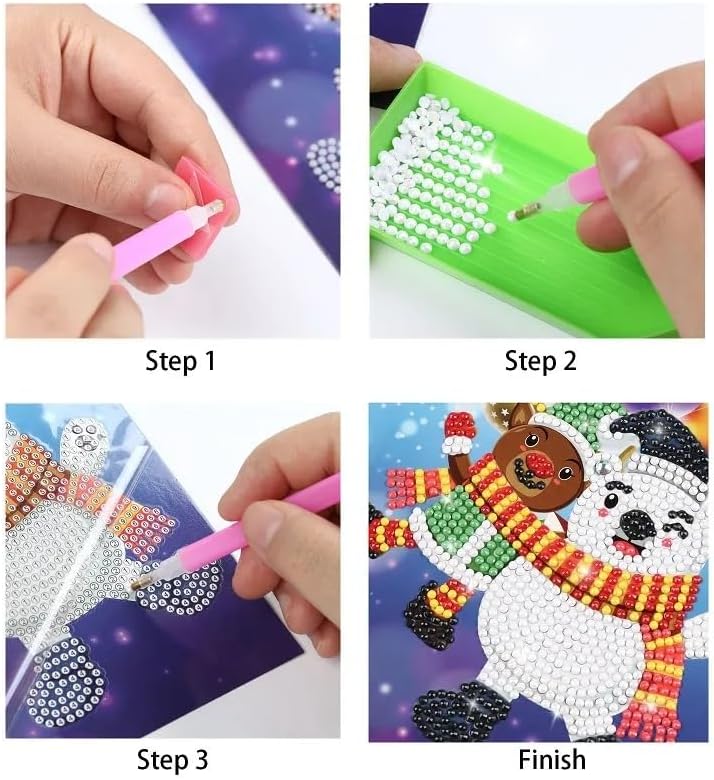Treat Me Tarjetas de Navidad de arte de diamantes con pintura de diamantes tridimensionales para regalo (paquete de 8)