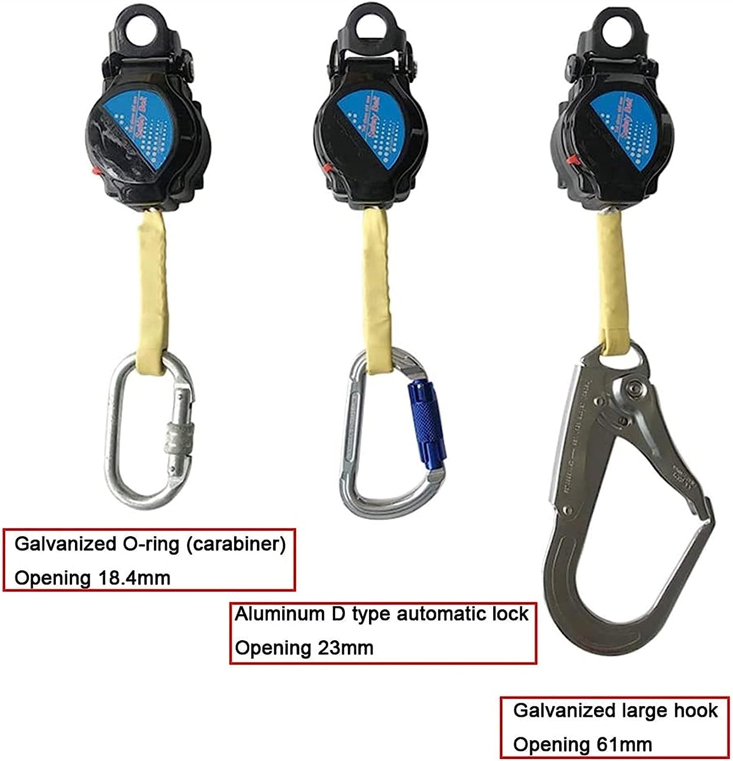 Cable de cuerda de vida auto retráctil, cordón de seguridad retráctil con mosquetón, equipo industrial de seguridad para construcción de techos,