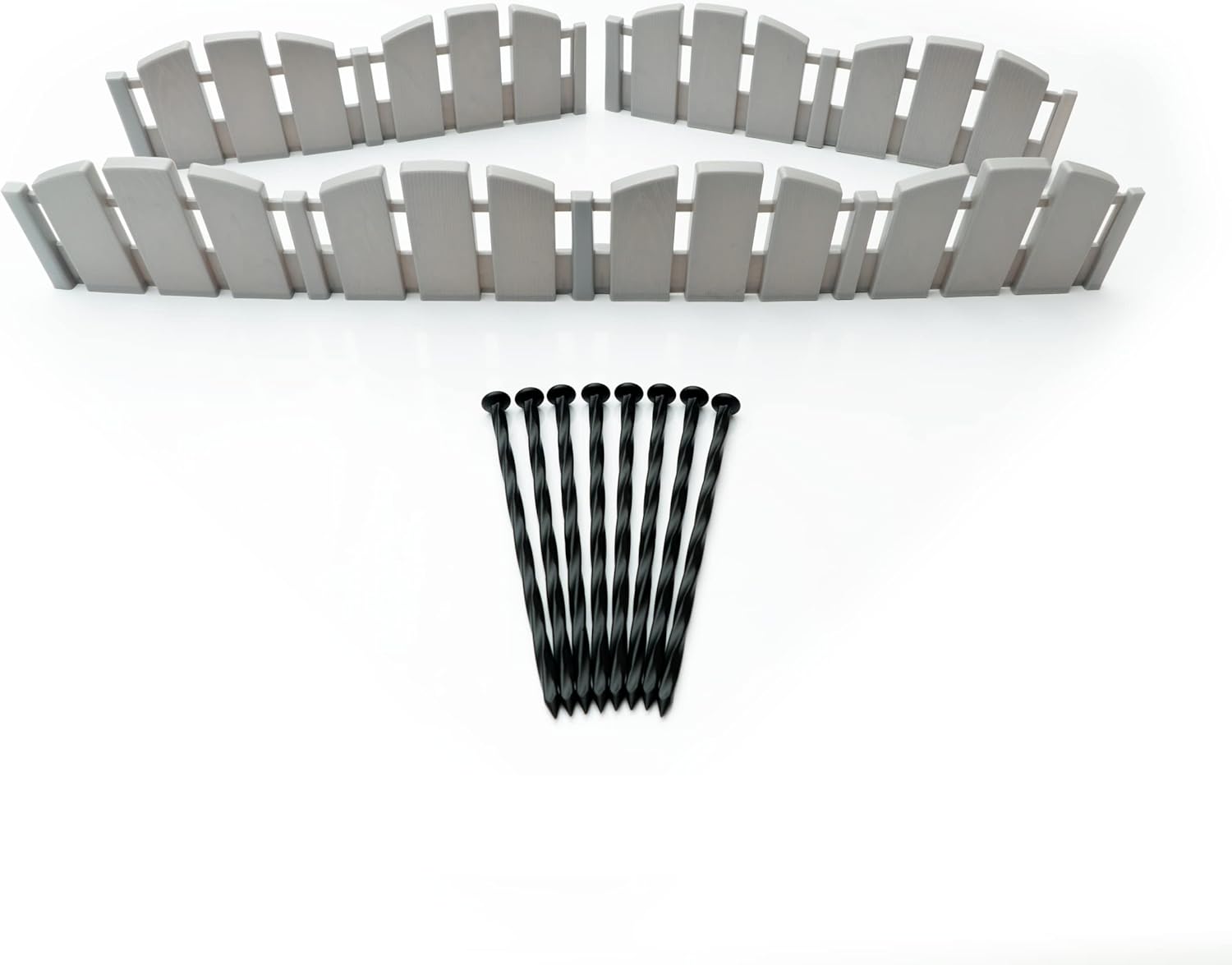 EasyFlex No-Dig Borde de paisaje con picos de anclaje, 4.5 pulgadas de alto, borde decorativo de jardín Adirondack con aspecto de madera, kit de 15