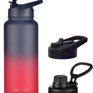 Botella de agua aislada de 32 onzas con popote, termo de acero inoxidable de doble pared al vacío con tapa para popote y tapa para beber, a prueba Botella de agua aislada de 32 onzas con popote, termo de acero inoxidable de doble pared al vacío con tapa para popote y tapa para beber, a prueba