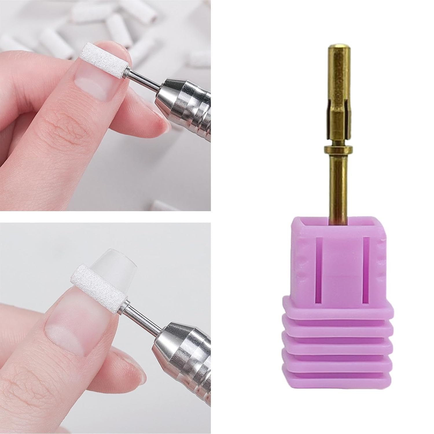 Generic Mandril de bandas de lijado de uñas de 0.122 in, mandril de taladro de uñaseje de banda de lijado para lijadoras de uñas, dorado