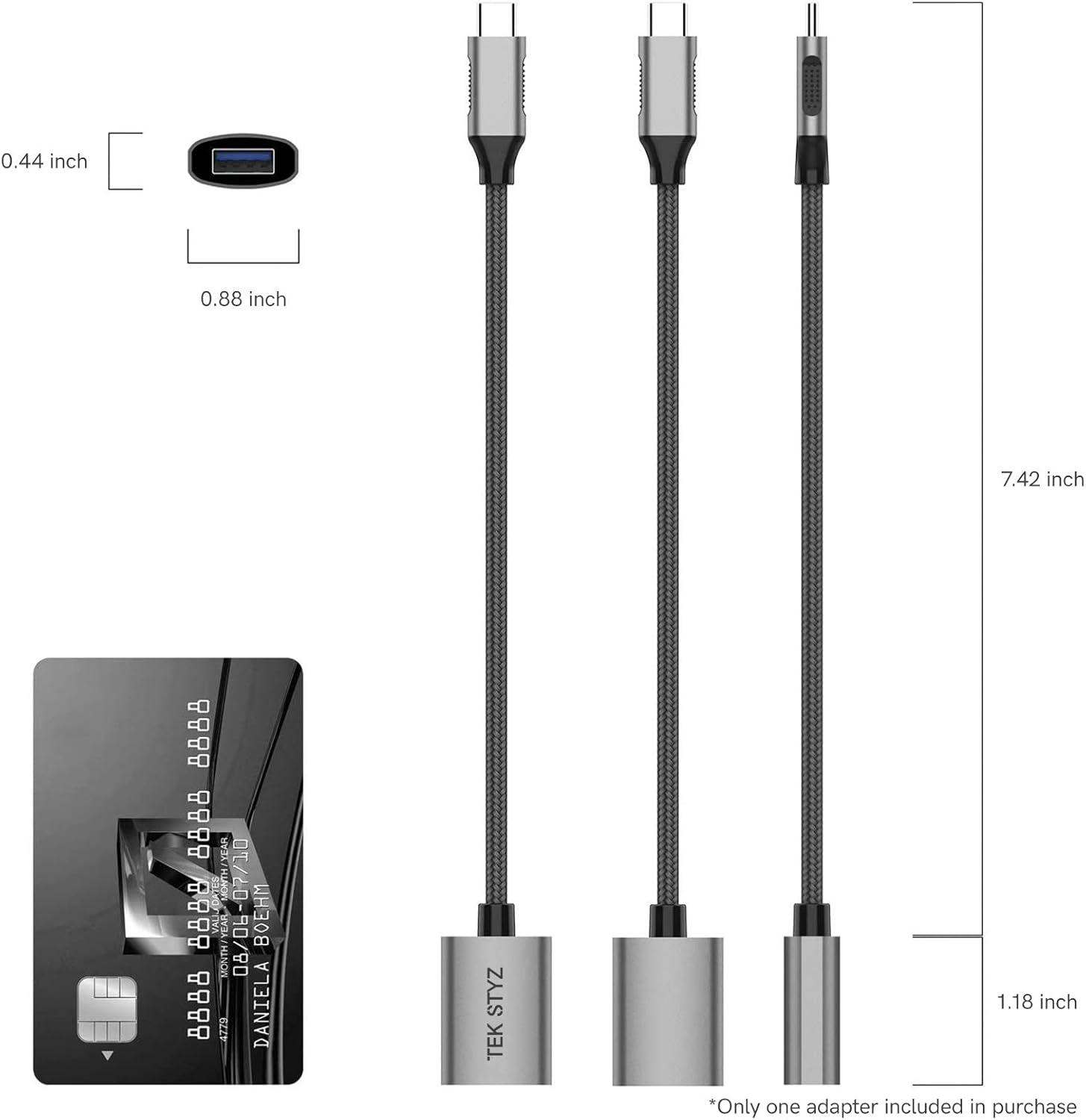 Tek Styz USB-C USB 3.0 adaptador funciona para Samsung Galaxy S8 OTG Tipo-CPD macho USB 3.0 convertidor hembra. (5 Gbps)