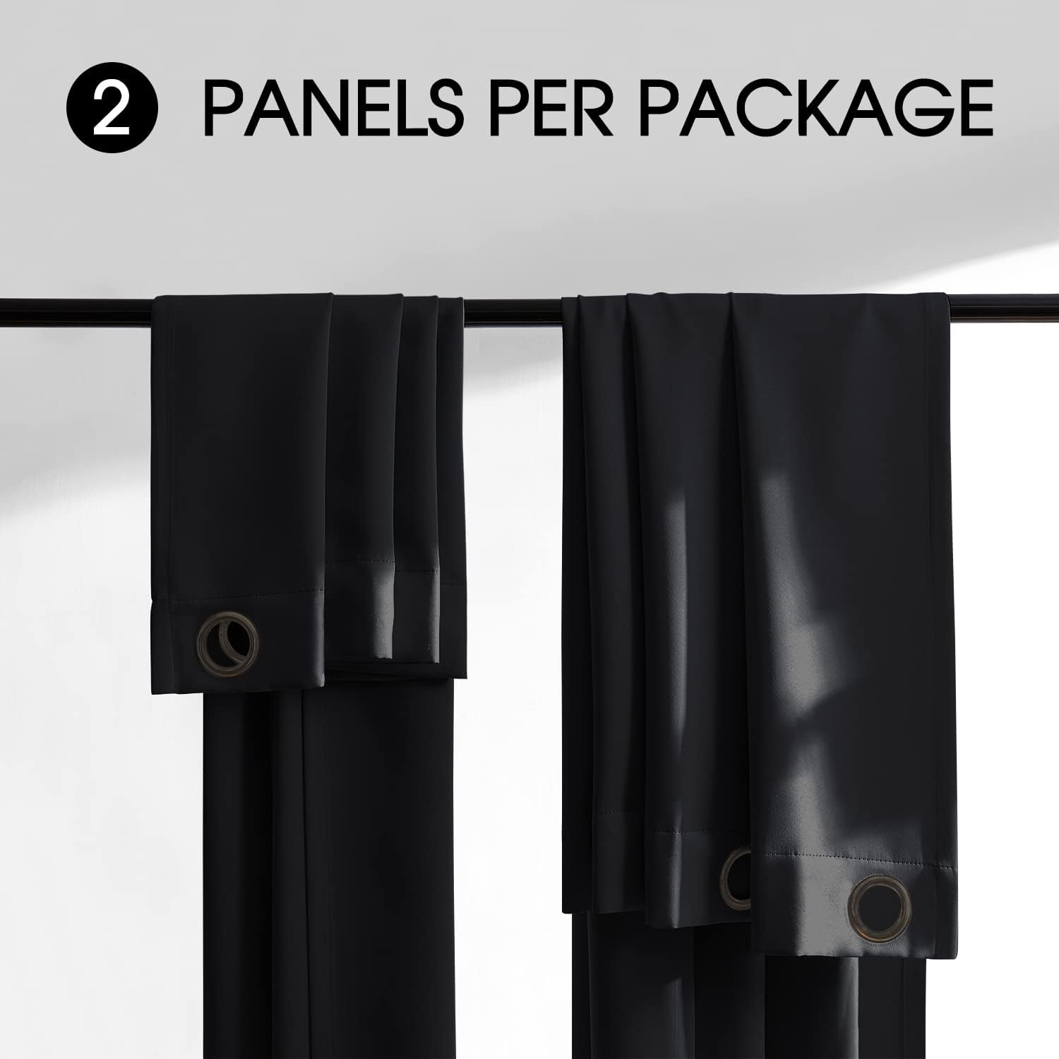 Rutterllow – Cortinas 100% blackout de tela de 340 GSM y con ojales para habitación y sala, 2 paneles de cortinas con aislamiento térmico y bloqueo