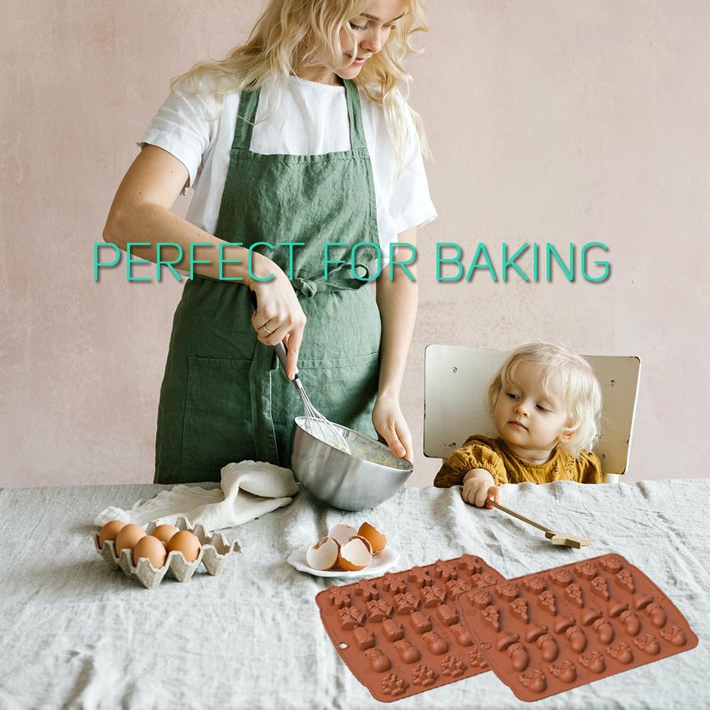 2 moldes de silicona para caramelos de gomita de Navidad, 30 moldes de Navidad para bricolaje de chocolate de Navidad, caramelos, gelatina
