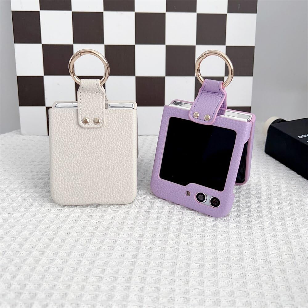 Funda de piel sintética con soporte de anillo para Samsung Galaxy Z Flip 5 4 3 5G Z Flip3Flip4Flip5 mate retro lujo a prueba de golpes vintage
