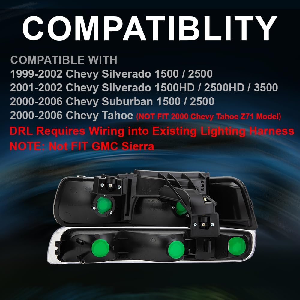 PIT66 – Faros delanteros LED, compatibles c99-02 Chevy Silverado 1500 250001-02 Silverado 1500HD 2500HD 350000-06 Tahoe Suburban 1500 2500