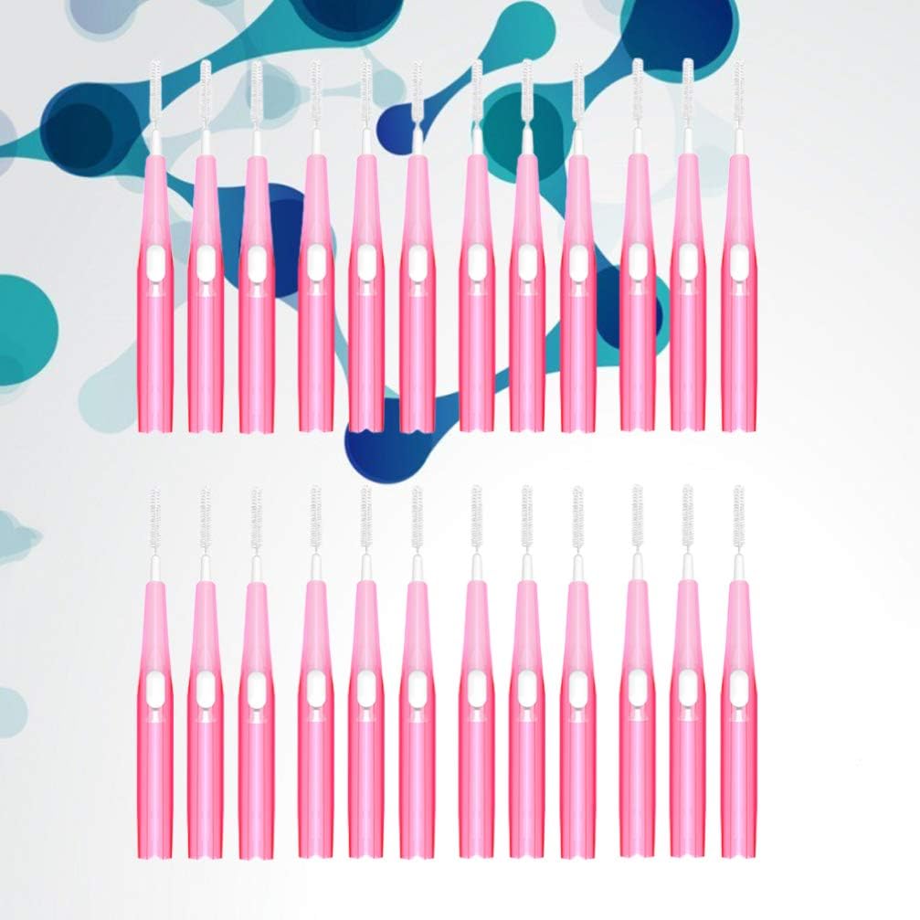 EXCEART Cepillo interdental, cepillo interdental, cabeza de hilo dental, cepillo de higiene dental, herramienta de limpieza dental (rosa, 0.024 in)