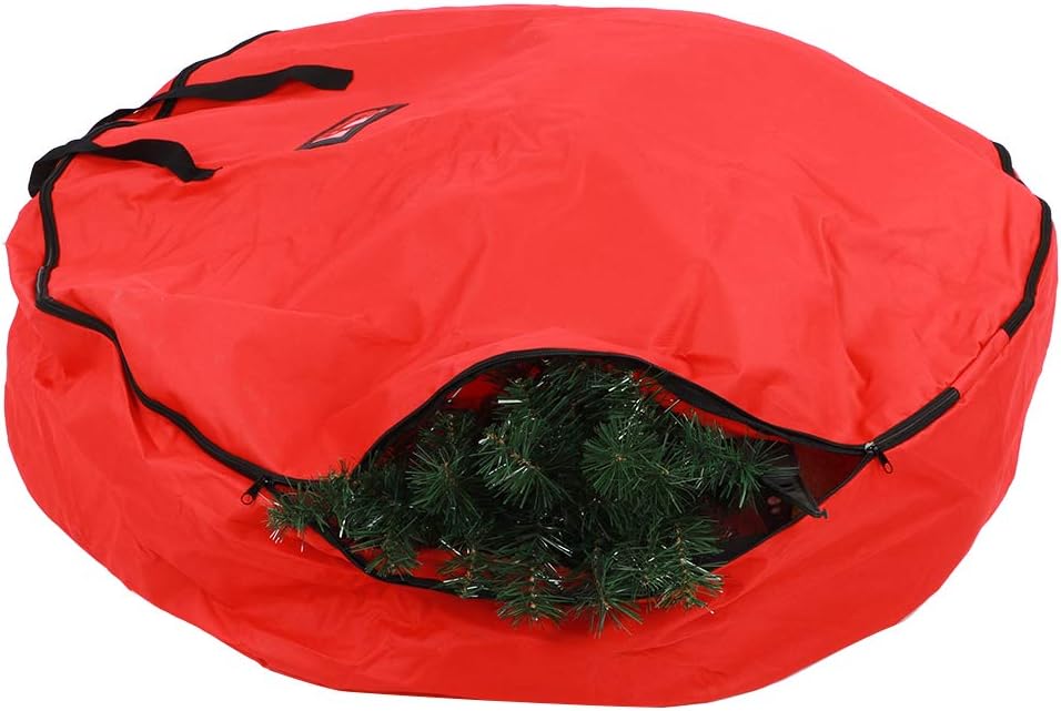 Fydun Bolsa de almacenamiento roja decoración campana corona guirnalda contenedor impermeable a prueba de polvo rojo almacenamiento para la familia