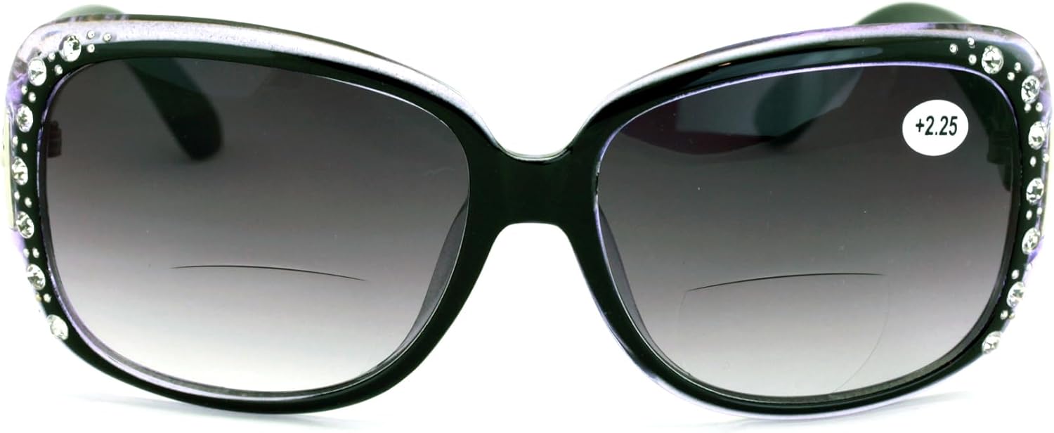 V.W.E. Gafas de sol de lectura bifocales de gran tamaño para mujer, lentes de lectura vintage para exteriores