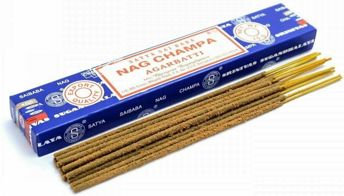 Satya Nag Champa – Paquete de 3 varillas de incienso con varillas de incienso Giftbrit para positividad, meditación, relajación, yoga, curación