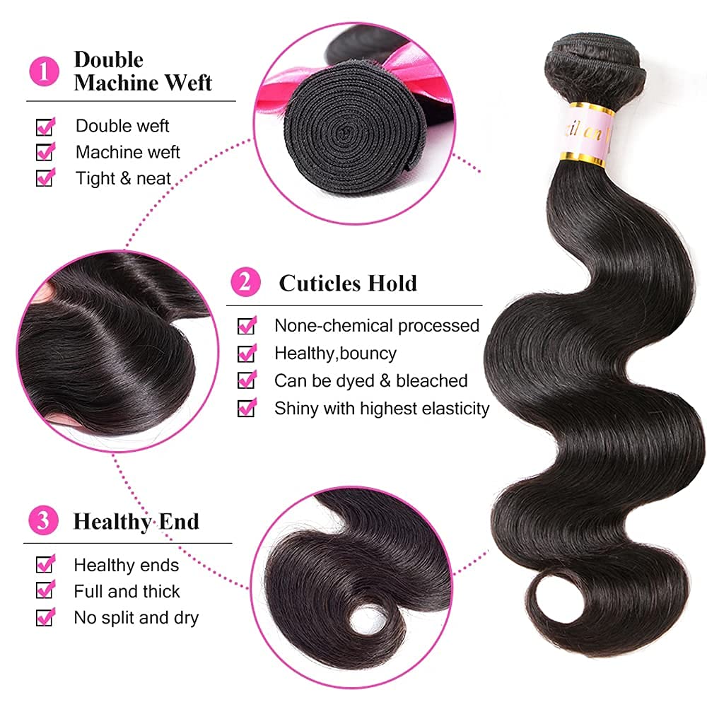 Tinall Manojos de cabello humano ondulado 12A brasileño para mujer negra, 1 manojos de cabello humano de 24 pulgadas, 100% cabello humano virgen sin