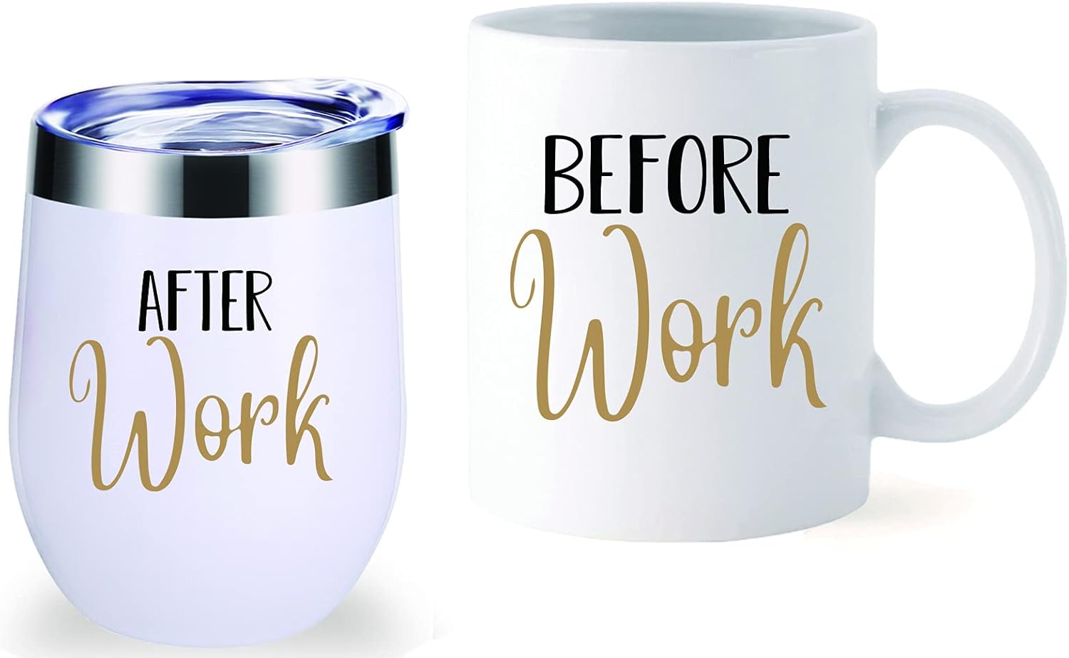 Before Work After Work – Taza de café de 11 onzas y vaso de vino de 12 onzas, regalos para compañeros de trabajo, amigos, profesores, médicos,