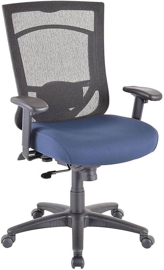 Tempur-Pedic Tp7000 Silla de trabajo de tela con respaldo de malla, negro y cobalto (Tp7000-Cobalt)