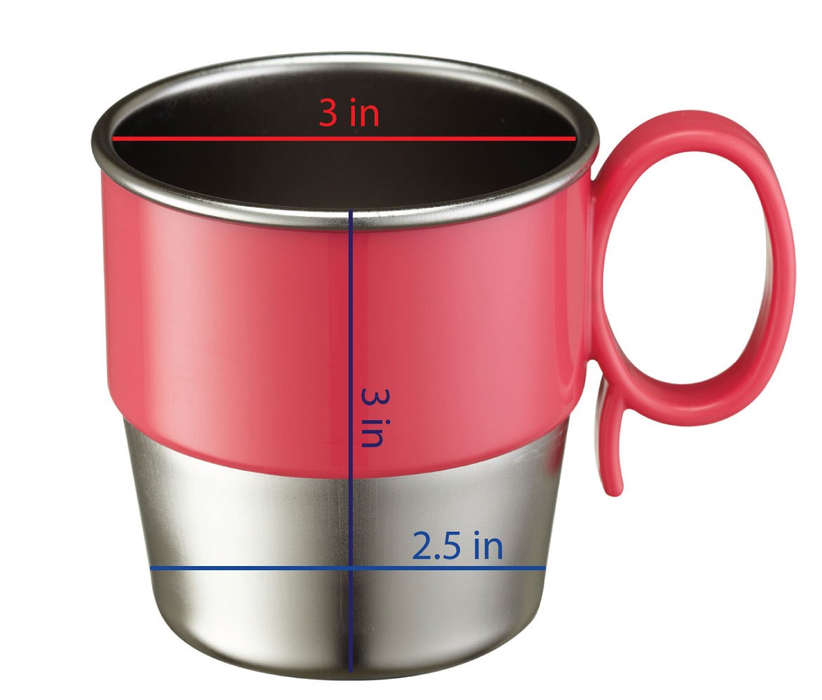 Innobaby Din Din Smart – Vaso de acero inoxidable (9 onzas) con asa para bebés, niños pequeños y niños. Sin BPA, rosa, 9.5 onzas