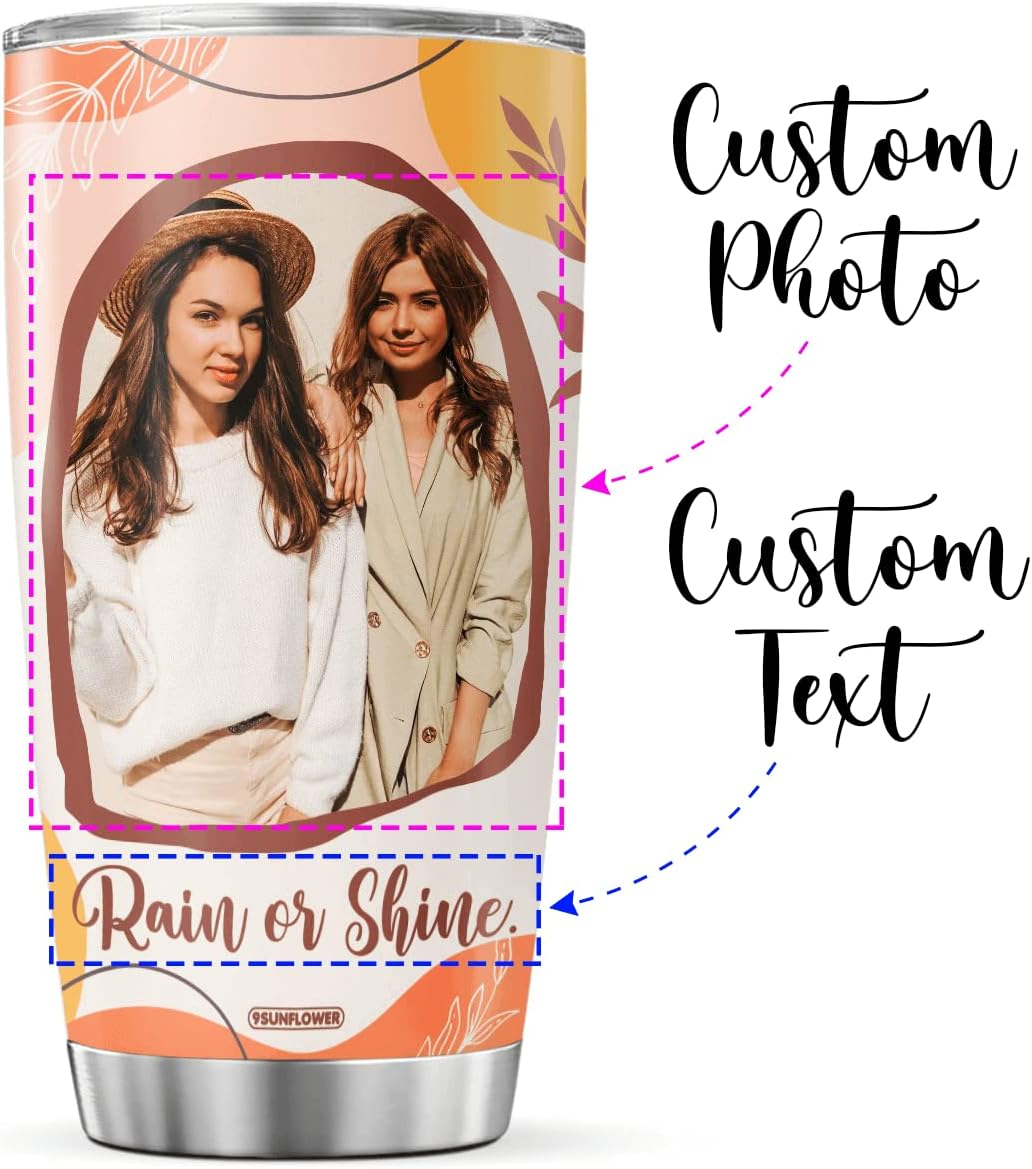 Vaso de café personalizado, regalo de cumpleaños con foto, texto, para mujeres, amigas, hermanas, taza de viaje con tapa, vasos de acero frío, vasos