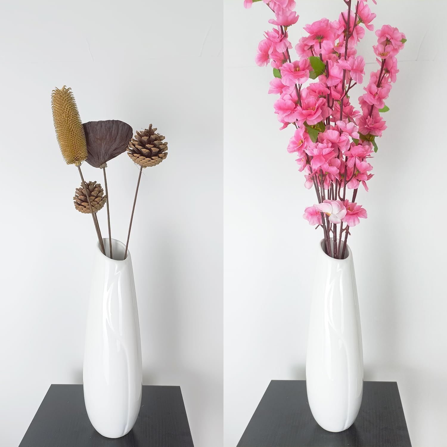 Florero de cerámica blanca, floreros modernos con textura de 12 pulgadas de alto para granja, decoración del hogar, estante, centros de mesa,