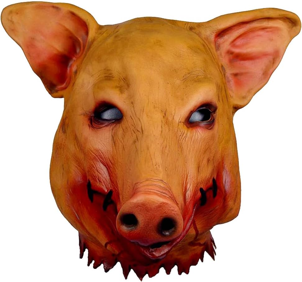 Máscara de cerdo de látex de animales aterradores, disfraz de Halloween, accesorios de cosplay, cabeza de cerdo sangrienta, máscara de terror de