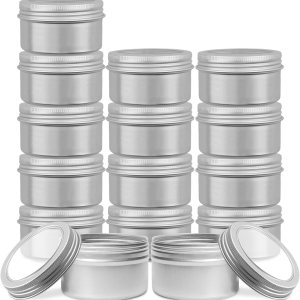 Lainrrew Paquete de 15 latas redondas de metal de 4 onzas, latas de aluminio pequeñas de metal para alimentos, recipientes de almacenamiento con Lainrrew Paquete de 15 latas redondas de metal de 4 onzas, latas de aluminio pequeñas de metal para alimentos, recipientes de almacenamiento con