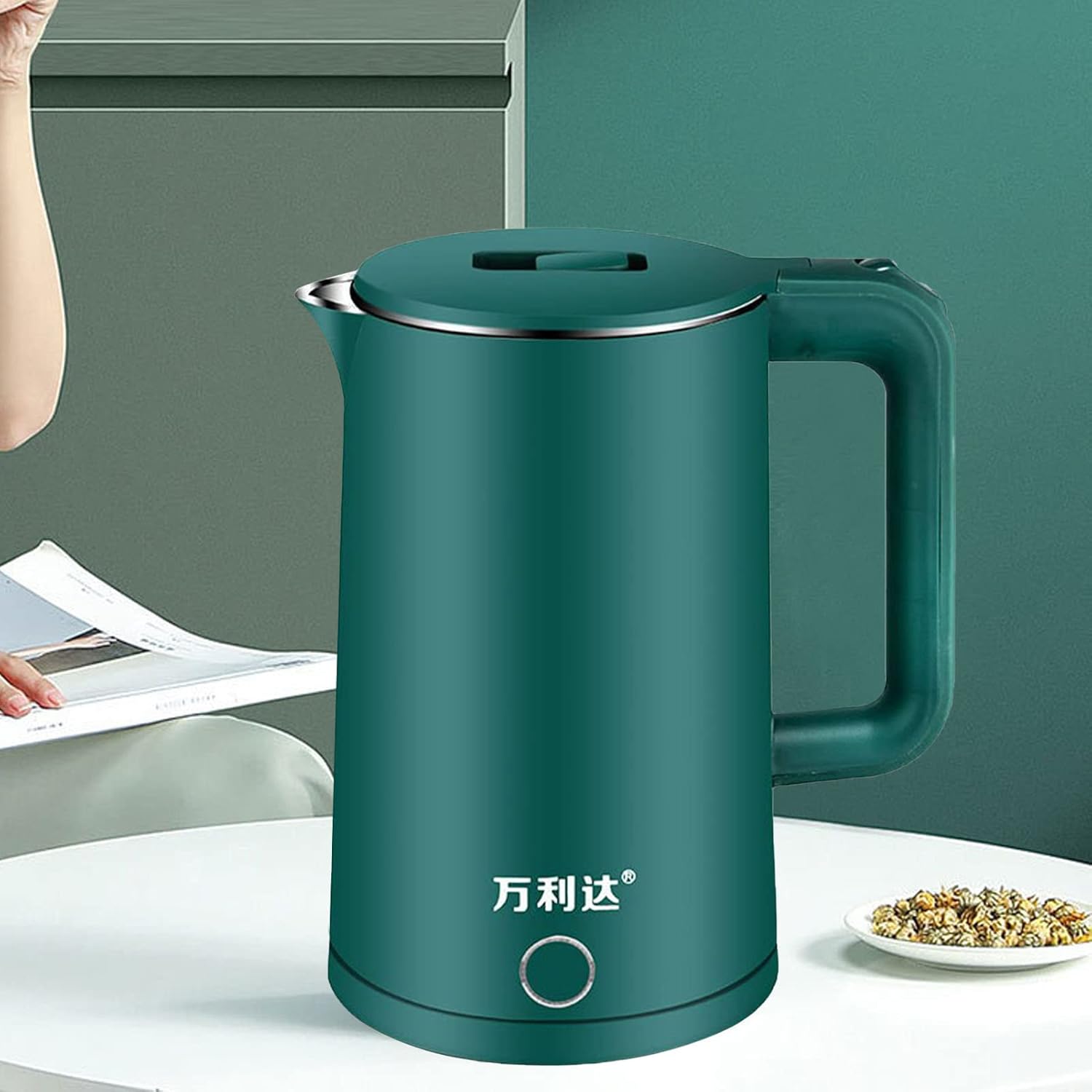 Yosoo Caldera de agua eléctrica, tetera de calentamiento rápido, 4 protecciones de seguridad, 2.3 L, hervidor eléctrico de acero inoxidable de doble