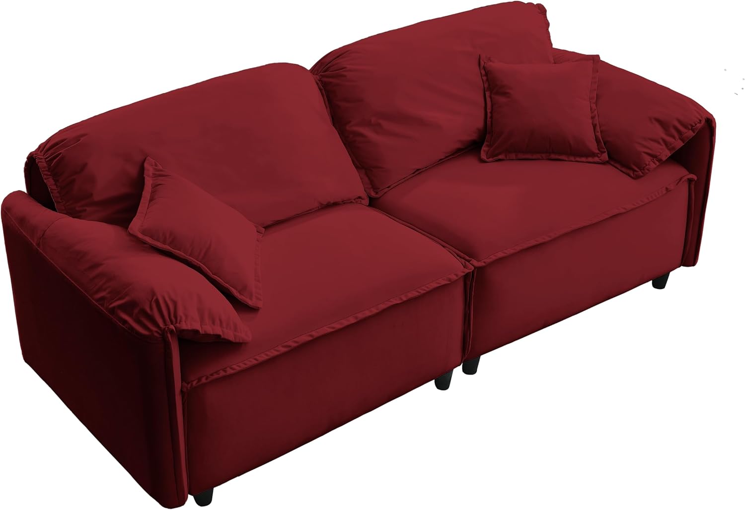 Sofá tapizado de lujo de estilo moderno, marco de sofá de madera de 2 plazas con 2 almohadas, sofás de 78 pulgadas para sala de estar, espacio