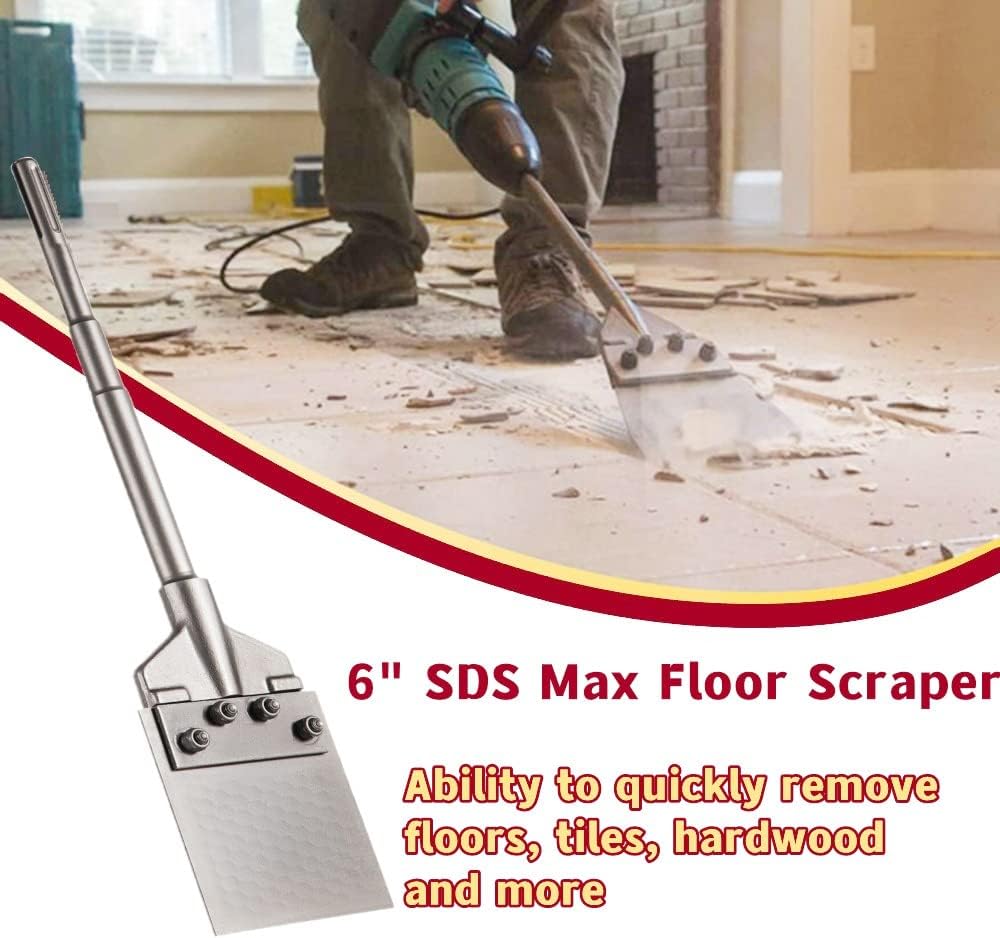 Nisorpa SDS Max – Rascador de suelo de 6 pulgadas, rascador de hoja resistente, broca de cincel con mango largo de 2 pies de largo, herramienta de