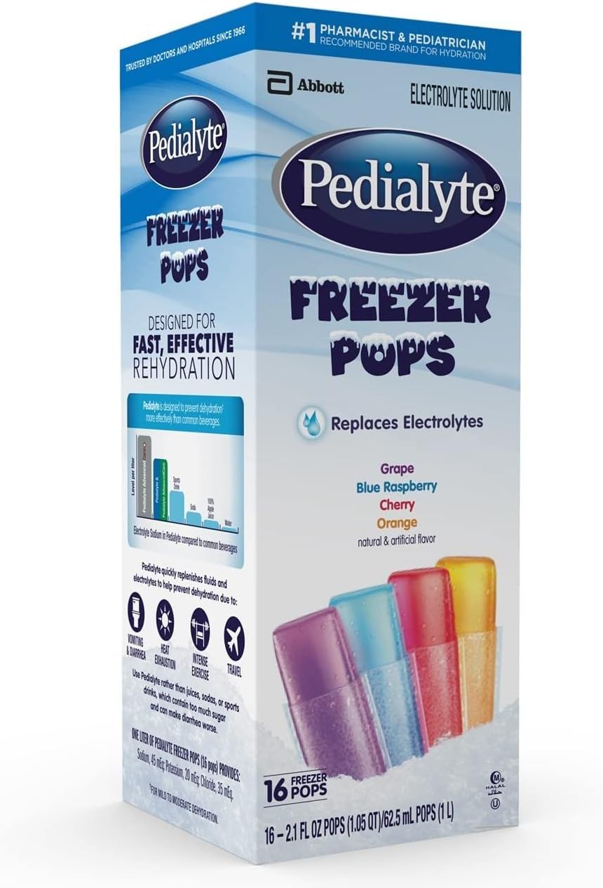 Paletas congeladoras Pedialyte – 16 unidades, paquete de 5