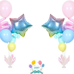 Juego de 2 soportes para globos con base sólida pesada, centros de mesa para cumpleaños, niñas, baby shower, San Valentín, decoración de fiesta de Juego de 2 soportes para globos con base sólida pesada, centros de mesa para cumpleaños, niñas, baby shower, San Valentín, decoración de fiesta de
