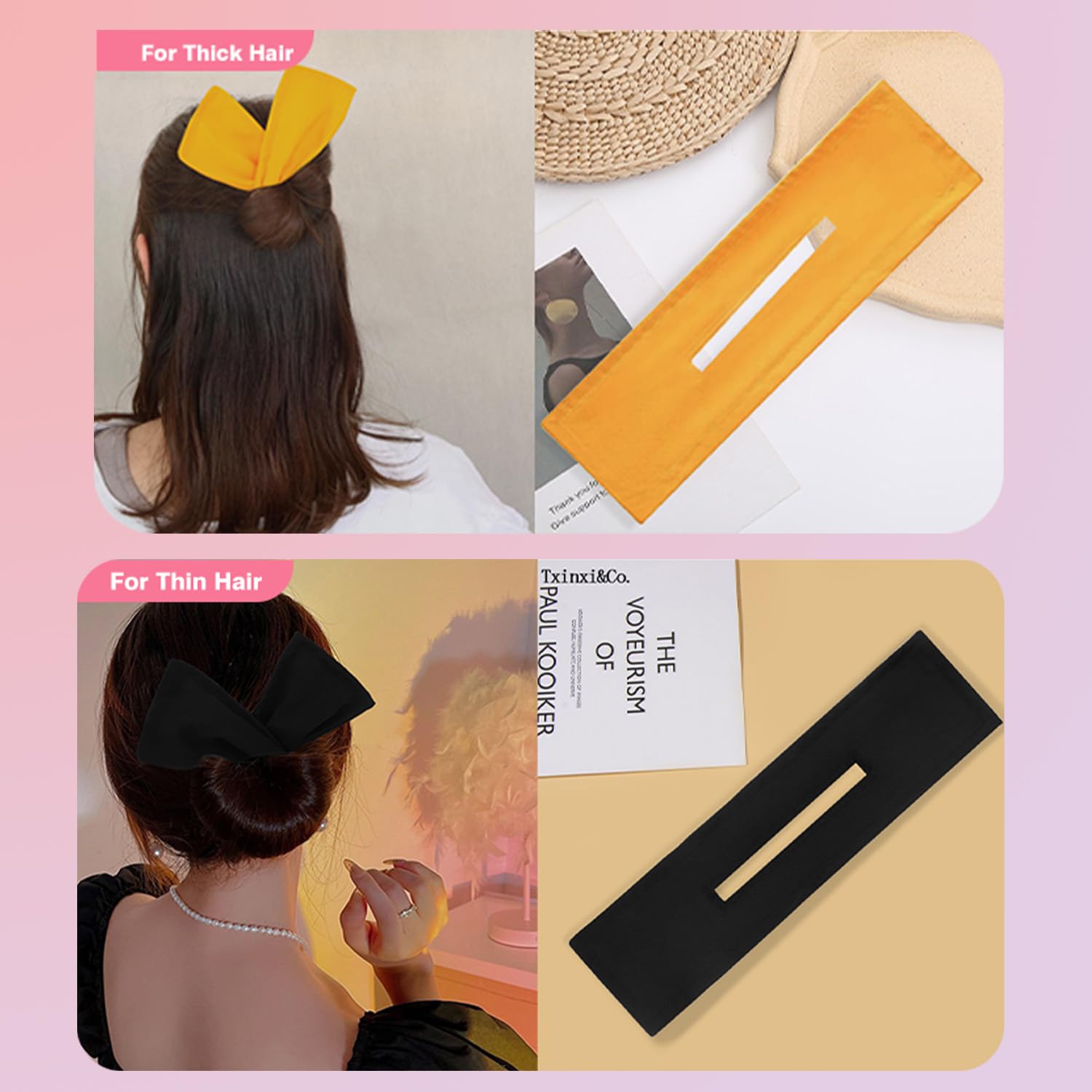 4 piezas de moños hábiles para hacer cabello, dona, moños, accesorios para el cabello para mujeres, niñas, niños, rizador de pelo francés perezoso