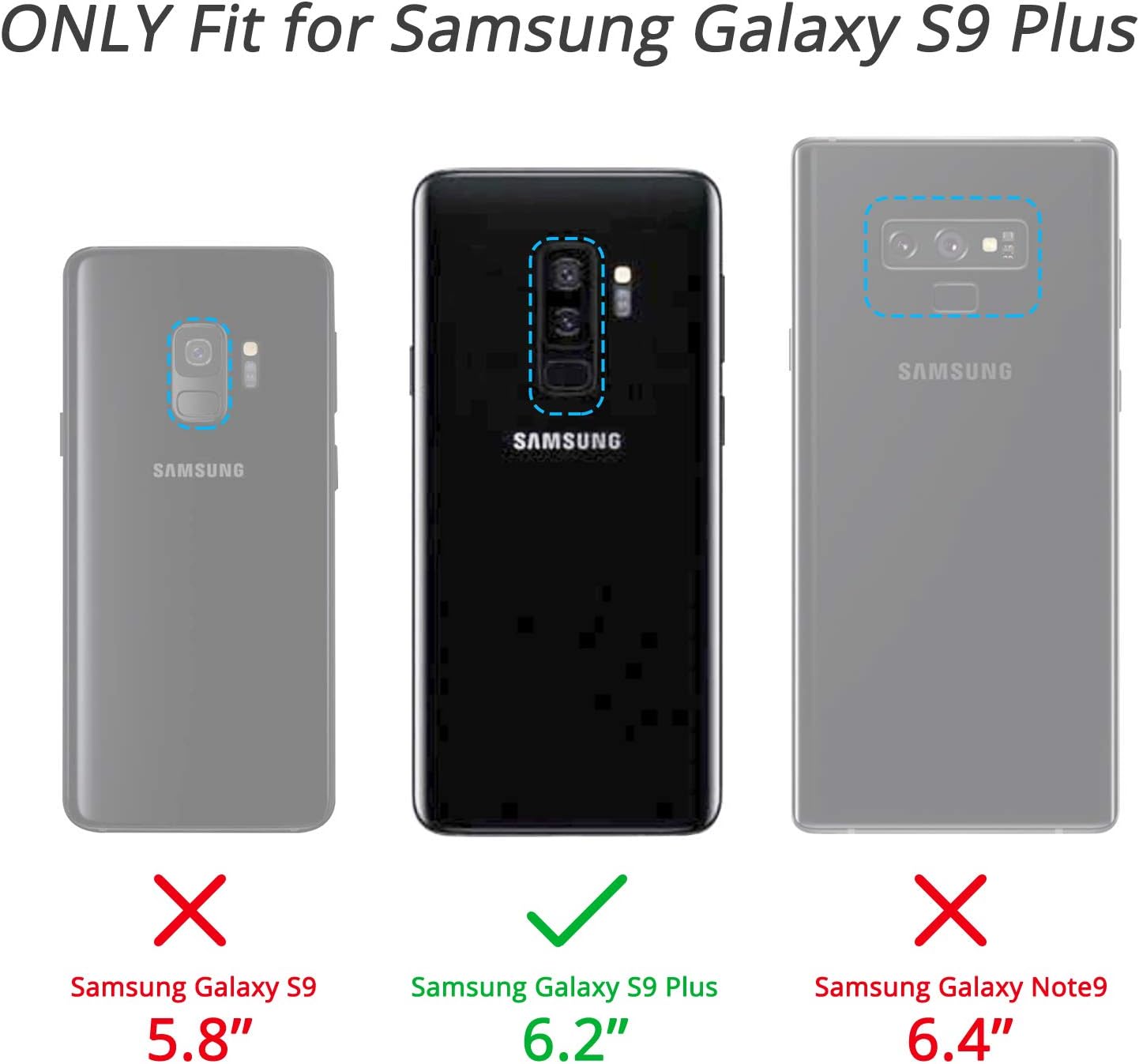 SURITCH – Funda para Galaxy S9 Plus de 6.2 pulgadas, (protector de pantalla integrado), protección de cuerpo completo a prueba de golpes,