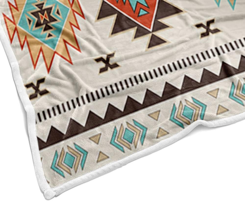 Manta gruesa con peso del suroeste, diseño suroeste de América, estilo bohemio, occidental, acogedora y cálida, manta de franela de forro polar