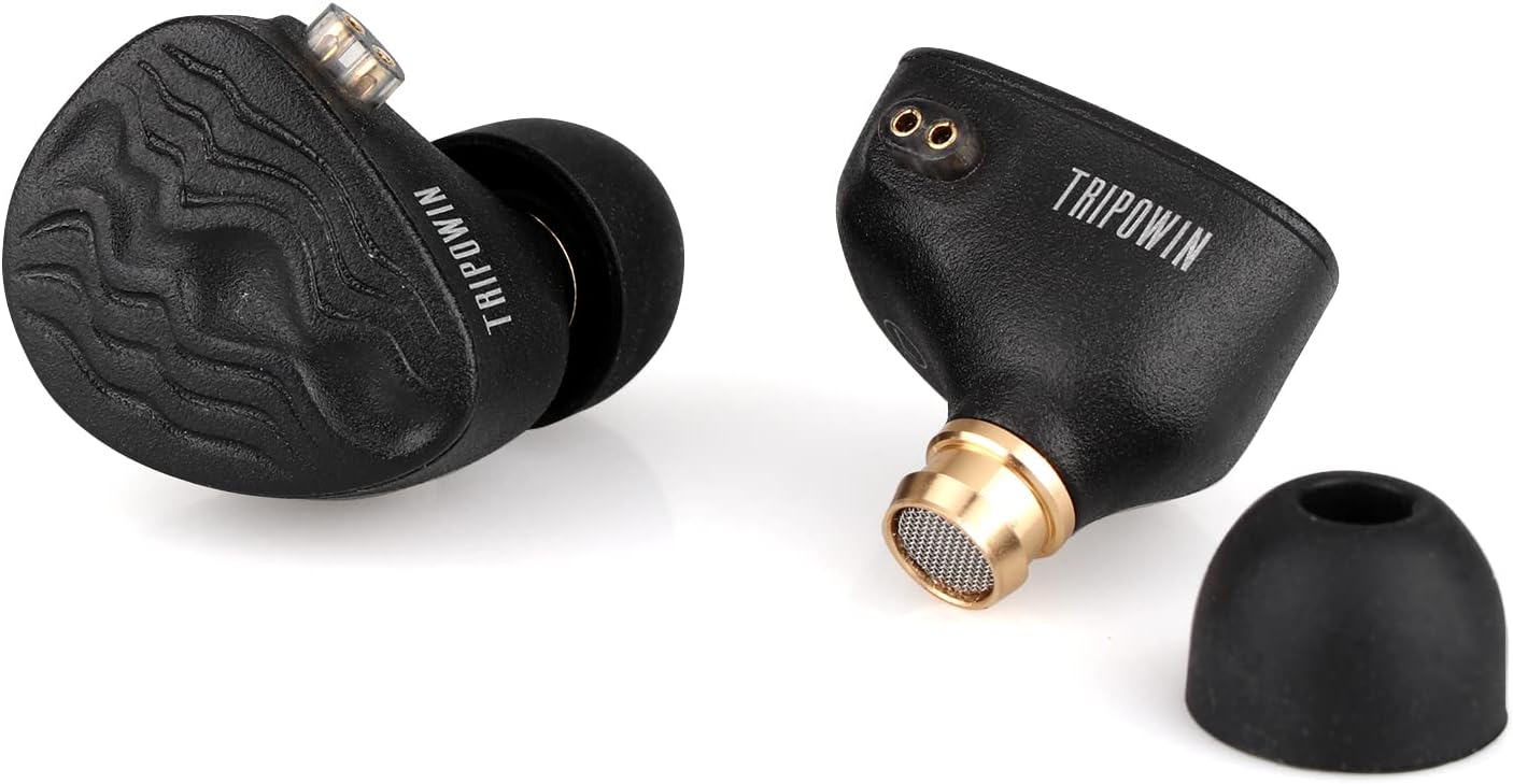 Tripowin Piccolo – Monitor dinámico LCP de 0.433 in, auriculares IEM de doble cavidad, sonido equilibrado, con cable desmontable OCC de 0.031 in de