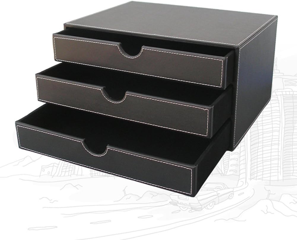 KINGFOM Juego de 5 organizadores de escritorio, 5 piezas de suministros de oficina, soporte de archivos de cuero sintético, cajón organizador de