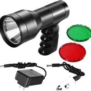 GearOZ Linterna de foco de caza, 90000LUX luz de punto recargable IP68 impermeable de mano LED luz de caza con filtro rojo verde para caza coyotes GearOZ Linterna de foco de caza, 90000LUX luz de punto recargable IP68 impermeable de mano LED luz de caza con filtro rojo verde para caza coyotes