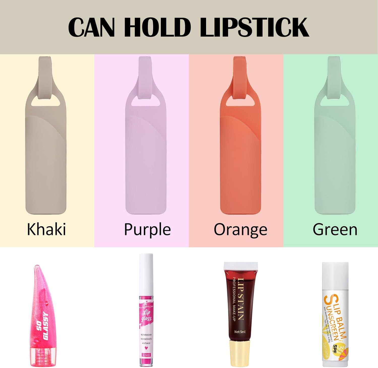CAHOTO Bolsa de maquillaje para lápiz labial, accesorios para Stanley Cup, mini bolsa de cosméticos portátil de silicona para lápiz labial,