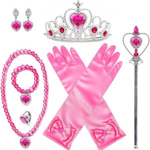 Disfraz de princesa Aurora, accesorios de disfraz para niñas, guantes de aurora, tiara, corona, collar, aretes, pulsera, anillo de princesa, Disfraz de princesa Aurora, accesorios de disfraz para niñas, guantes de aurora, tiara, corona, collar, aretes, pulsera, anillo de princesa,