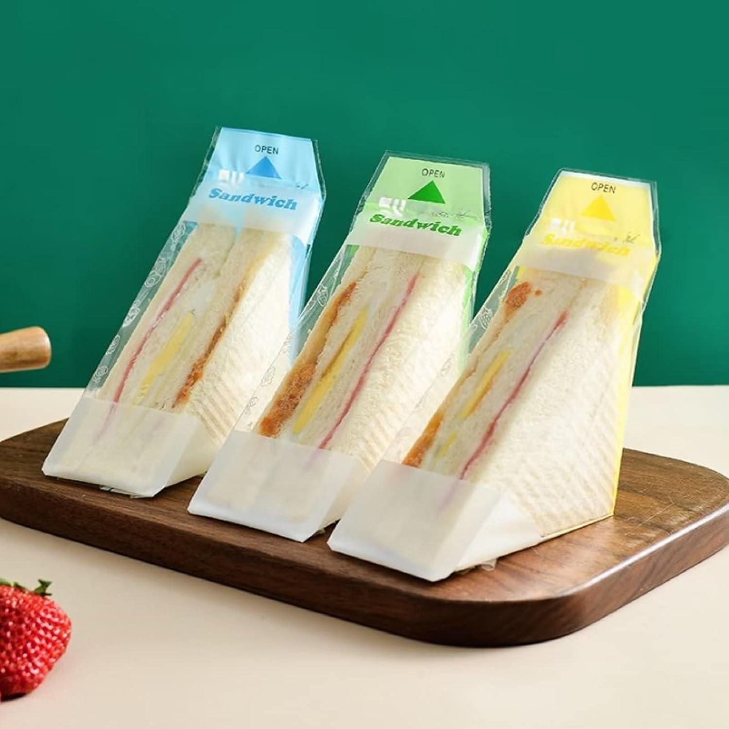 300 envoltorios de plástico para sándwiches, contenedores desechables transparentes para sándwich, caja de cuña, embalaje triangular para panadería,