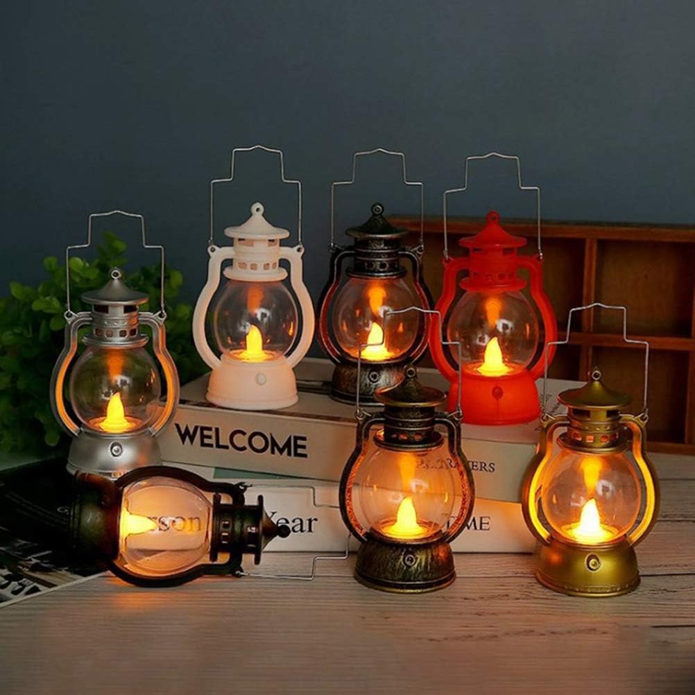 3 lámparas de aceite pequeñas retro decorativas con luz LED, interruptor ajustable, lámparas de aceite, luces nocturnas de Halloween para el hogar,