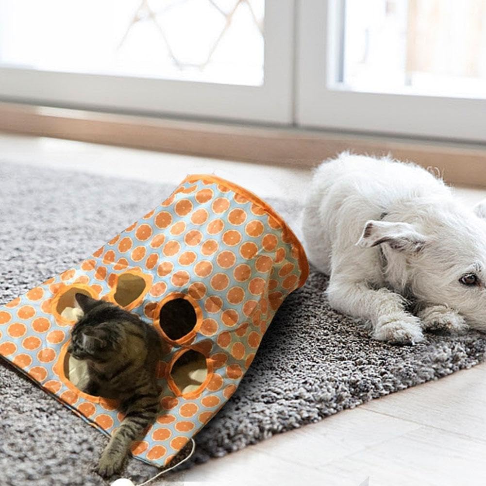Bolsas de túnel para gatos de interior, túnel de tubo de gato aburrido, juguetes autointeractivos para gatos con bola de felpa, bolsa de taladro
