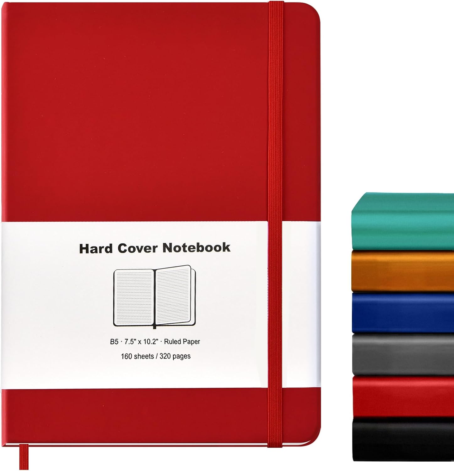 Cuadernos grandes a rayas  320 páginas numeradas B5 cuadernos de composición con rayas universitarias, diarios de tapa dura de cuero para oficina,