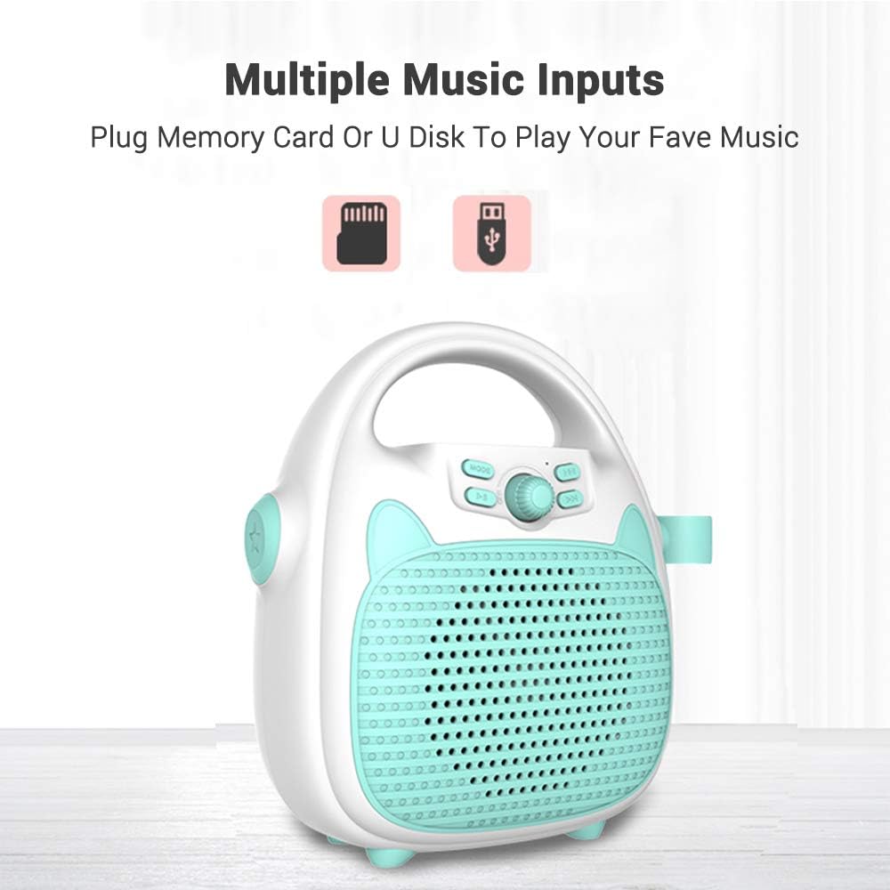 JINGFENG Máquina de karaoke recargable portátil con micrófono BTtarjeta de memorialuces de conectividad USB para niños y niñas