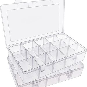 SGHUO Caja de almacenamiento de 15 rejillas para cinta Washi, estuche organizador de plástico transparente para joyas, manualidades, aparejos, 15