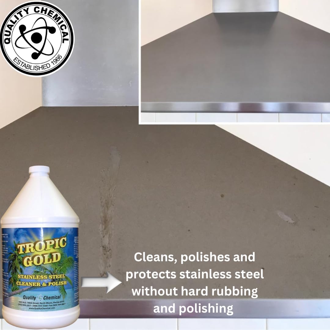 Quality Chemical Tropic Gold – Limpiador y pulidor de acero inoxidable, limpiador mágico y pulido para acero inoxidable, limpiador perfecto de acero